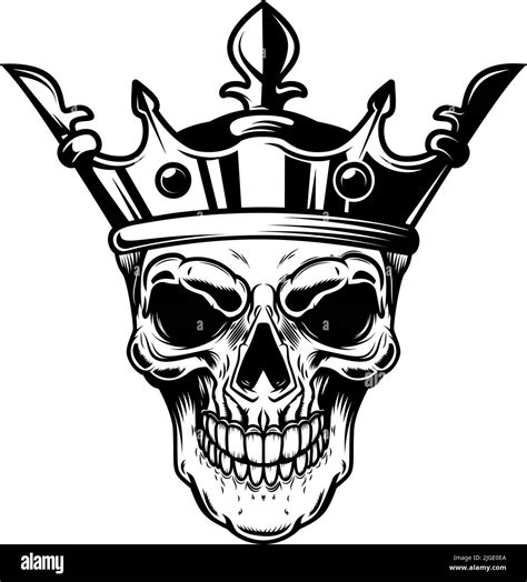 Skull With King Crown Design Element For Logo Label Sign Emblem