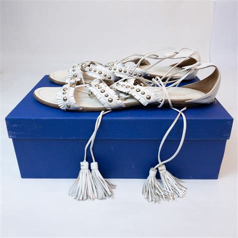 Aquazzura White Leather Tulum Flats