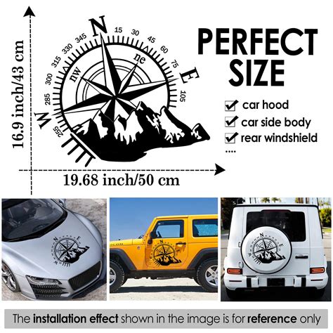 Fochutech Car Decals Compass With Mountain Jeep Stickers Waterproof