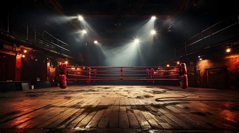 Premium AI Image Boxing Ring Spotlight Corner