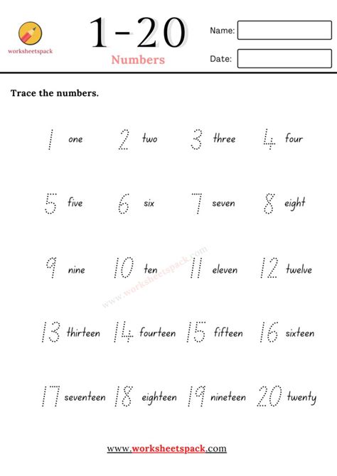 Tracing Numbers 1 To 50