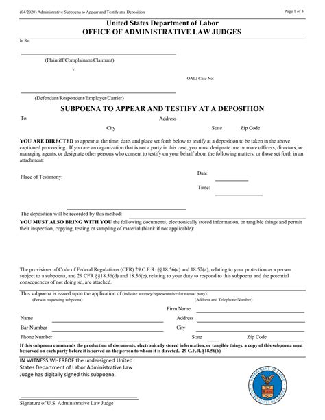 Subpoena To Appear And Testify At A Deposition Fill Out Sign Online