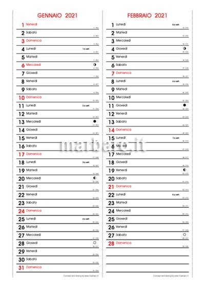 Calendario 2021 Con I Santi Del Giorno E Le Lune Da Stampare