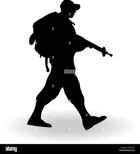 Silhouette Of An Army Soldier Stock Vector Art And Illustration Vector