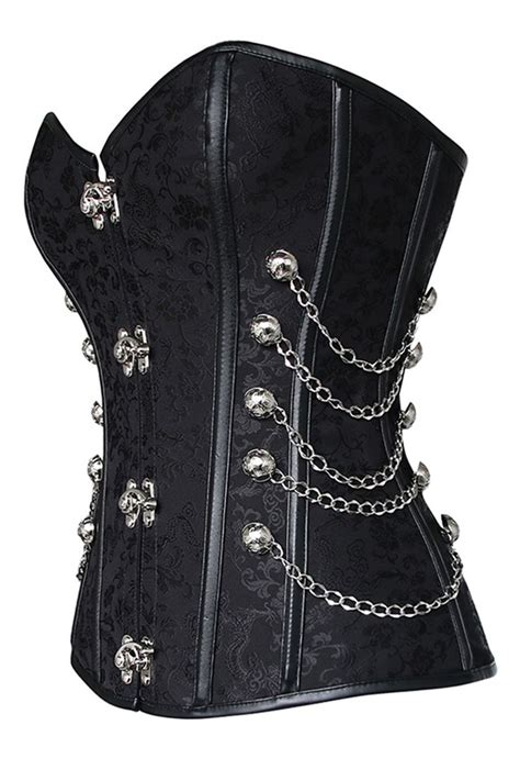 Atomic Black Chained Brocade Steampunk Corset Steampunk Kleidung