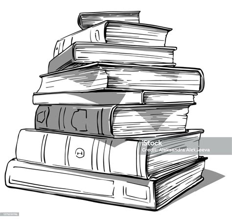 Sketch Hand Drawn Stack Of Books Stock Illustration Download Image