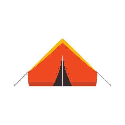 Tent Camping In Outdoor Travel With Summer Forest Cartoon Style