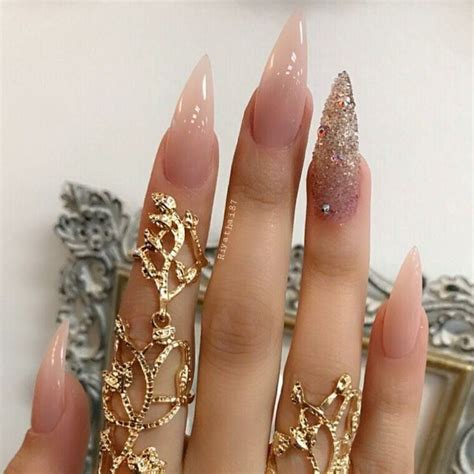 Stiletto Nails Naked Nails Acrylic Nails Stiletto N Gel Bling