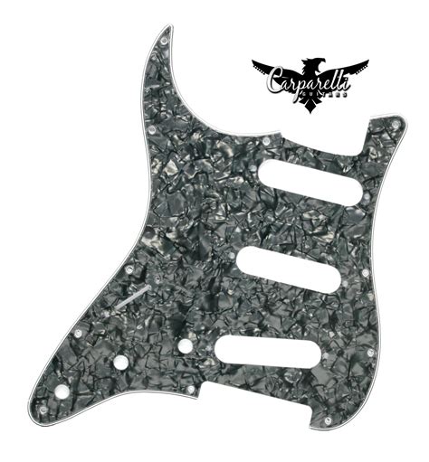 Left Hand Brio Sss Strat Pickguard Holes Ply Black Pearloid