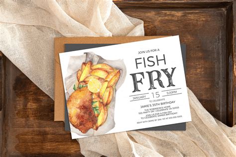 Fish Fry Invitation Fish And Chips Invite Seafood Birthday Etsy