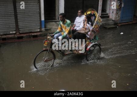 Dhaka Bangladesh Th Sep A Pedestrian Passes Waterlogging