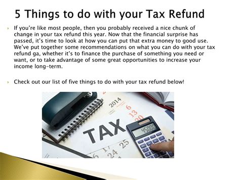 PPT 5 Things To Do With Your Tax Refund PowerPoint Presentation Free