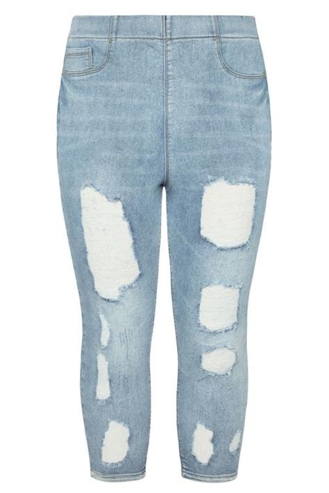 Plus Size YOURS FOR GOOD Light Blue Extreme Distressed Cropped JENNY