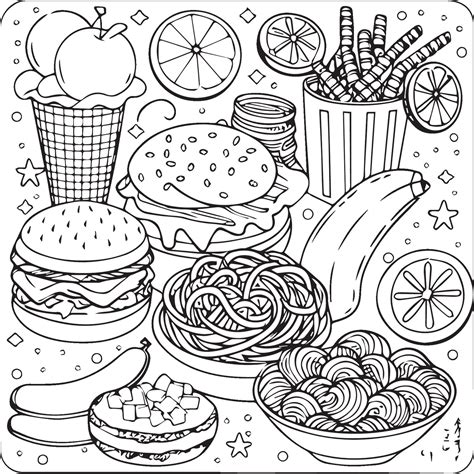 Food coloring pages for coloring book. Food outline vector. 41268945