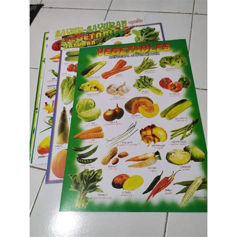 Jual POSTER EDUKASI ANAK MENGENAL SAYURAN MENGENAL BUAH MENGENAL HEWAN