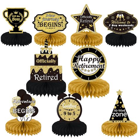 Buy 9PCS Retirement Party Decorations Golden Retirement Party