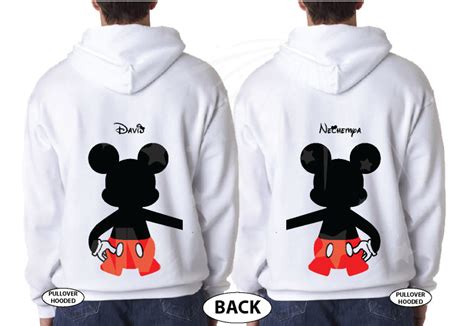 LGBT Couple Im With Mickey Mouse Holding Hands Big Ears Head Awesome Matching Gay Sweaters
