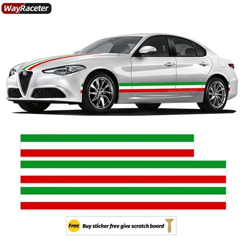 3 Pcs Side Stripes Skirt Sticker Italy Style Car Hood Body Diy Decal For Alfa Romeo