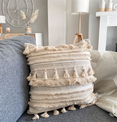 Boho Tassel Textured Cushion Perfectly Lovely Interiors