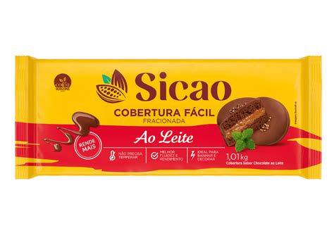 COBERTURA FÁCIL SABOR CHOCOLATE AO LEITE FRACIONADO BARRA 1 01KG SICAO