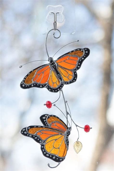 Stained Glass Monarch Butterfly Suncatcher Butterfly Window Hanging