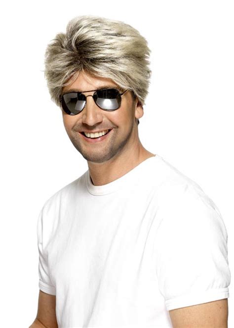 Blonde 80s Fancy Dress Mens Street Wig