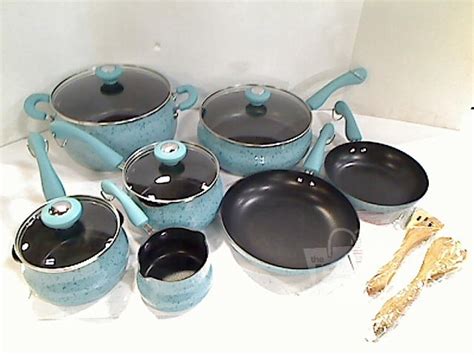 Paula Deen 13 Piece Nonstick Porcelain Cookware Set Robin Egg Blue ...