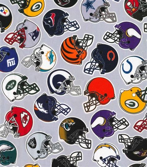 Nfl All Teams Helmets Football 100 Cotton Fabric Material You Choose