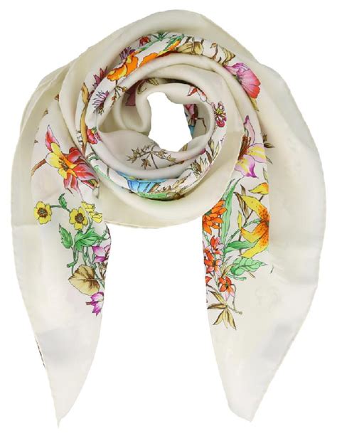 Gucci Floral Print Scarf In Multi Modesens