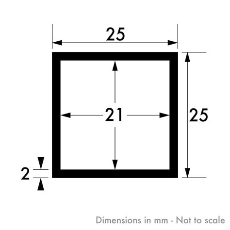 25mm X 25mm X 2mm Aluminium Square Tube