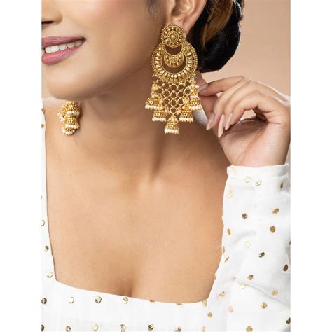 Buy Niscka K Gold Plated Chand Bali Earrings Online