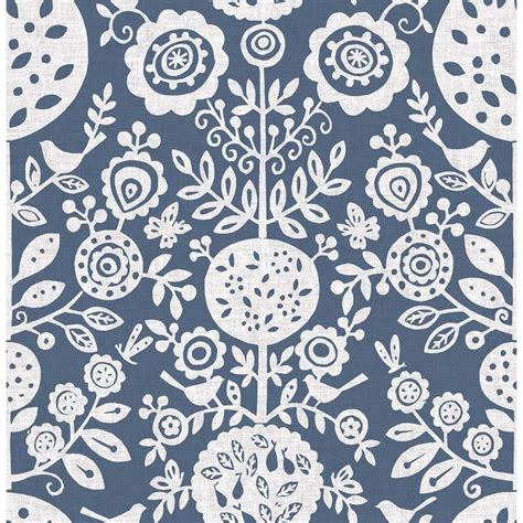 Nuwallpaper Navy Anya Vinyl Peel And Stick Removable Wallpaper Nus