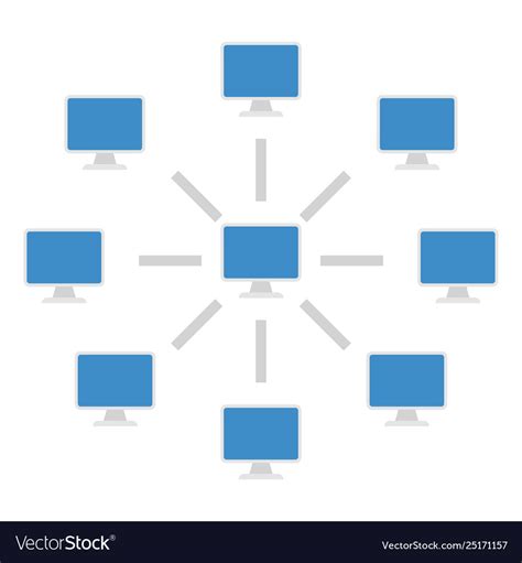 Connection diagram computers Royalty Free Vector Image