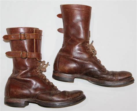 D006. WWII LEATHER TANKER BOOTS - B & B Militaria