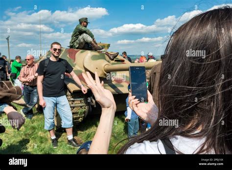 Spectators At Jagdpanzer 38 Hetzer German Light Tank Destroyer After