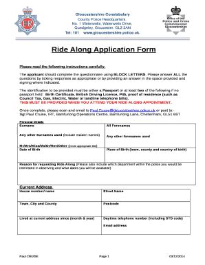 Ride Along Application Doc Template PdfFiller