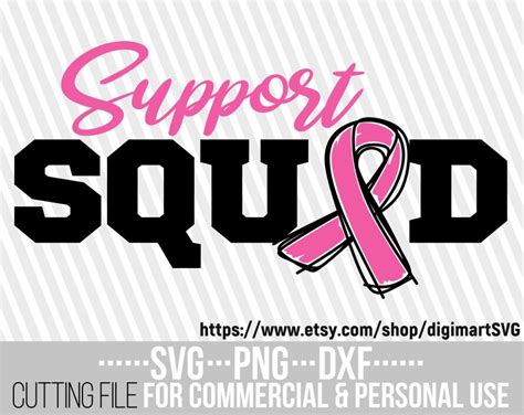 Support Squad Svg Cancer Ribbon Svg Awareness Ribbon Pink Etsy