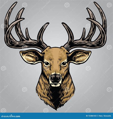 Deer Head On Black Background Vector Illustration | CartoonDealer.com ...