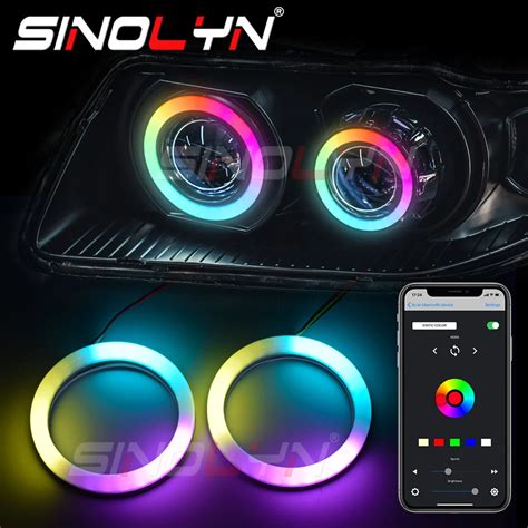 Sinolyn Rgb Led Angel Eyes Running Lights For Cars App Dynamic Revolving Sequential Flowing Drl