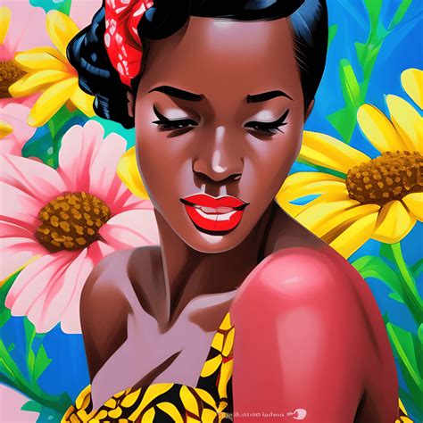 African American Pin Up Girls In Flower Print Dresses Artgerm · Creative Fabrica