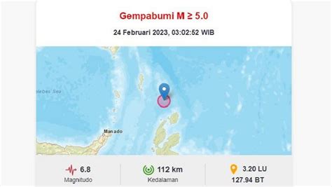 Gempa Terkini Magnitudo 6 8 Guncang Daruba Malut Terasa Hingga Minahasa