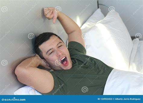 Young Male Yawning In Bed Stock Image Image Of Chilean 124953453