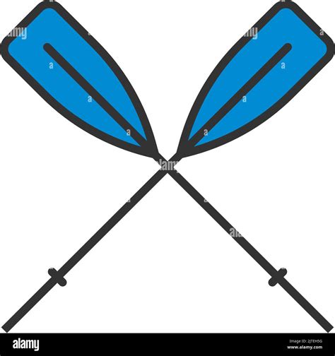 Icon Of Boat Oars Editable Bold Outline With Color Fill Design Vector