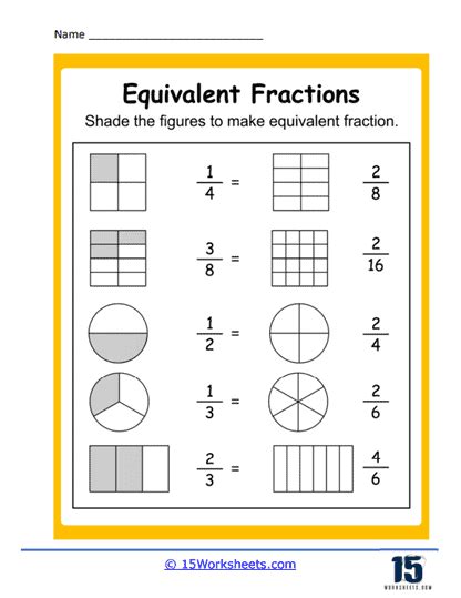 Grade 4 Fractions Worksheets Coloring In Equivalent Fractions Worksheets Library