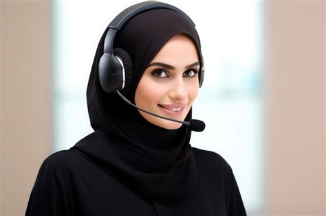 Premium AI Image Muslim Woman As Call Centre Customer Service Isolated