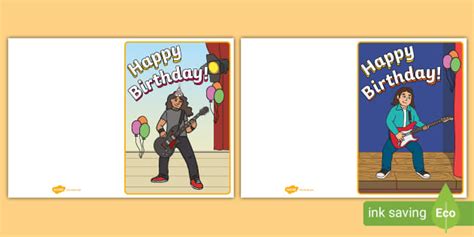 Free Guitar Birthday Card Teacher Made Twinkl