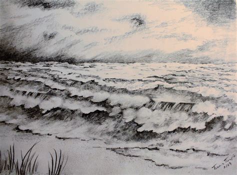 Drawing Ocean Wave And Beach Sketch Original Art By Tammie Temple