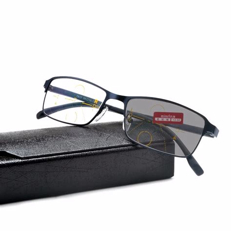 Fashion Full Frame Men S Metal Frame New Photochromic Progressive Multi Focus Reading Glasses