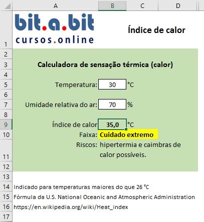 Calcule A Sensa O T Rmica No Excel Bit A Bit