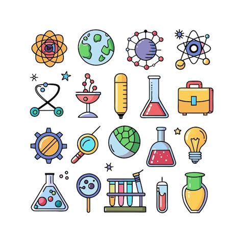 Science And Research Icon Set Vector Illustration Premium AI